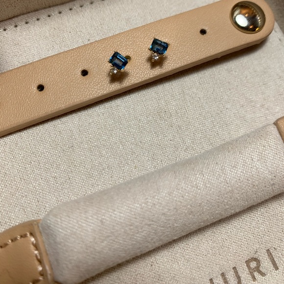 Mejuri Blue Topaz Duo Studs London Blue Topaz, Discontinued by Mejuri - Picture 4 of 6